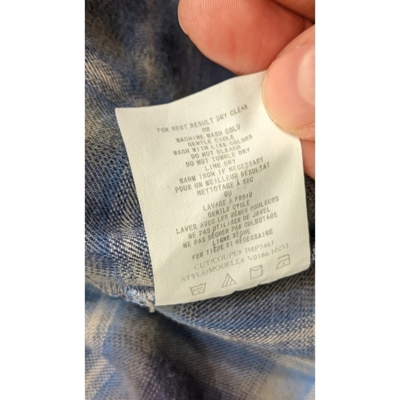 Vince Roll Tab Sleeve Plaid Cotton Cowl Neck Pocket Tunic Top XS - Picture 7 of 8